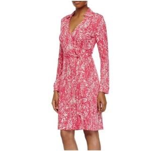 Diane Von Furstenberg New Jeanne Pink Serpent Wrap Dress